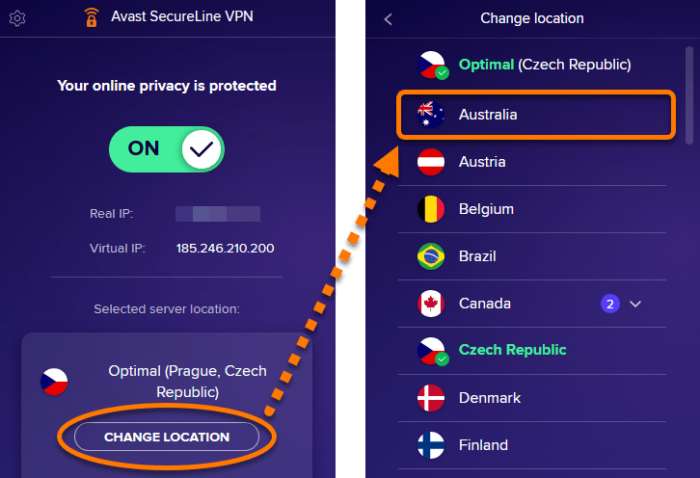 The Avast VPN browser extension The Avast VPN browser extension
