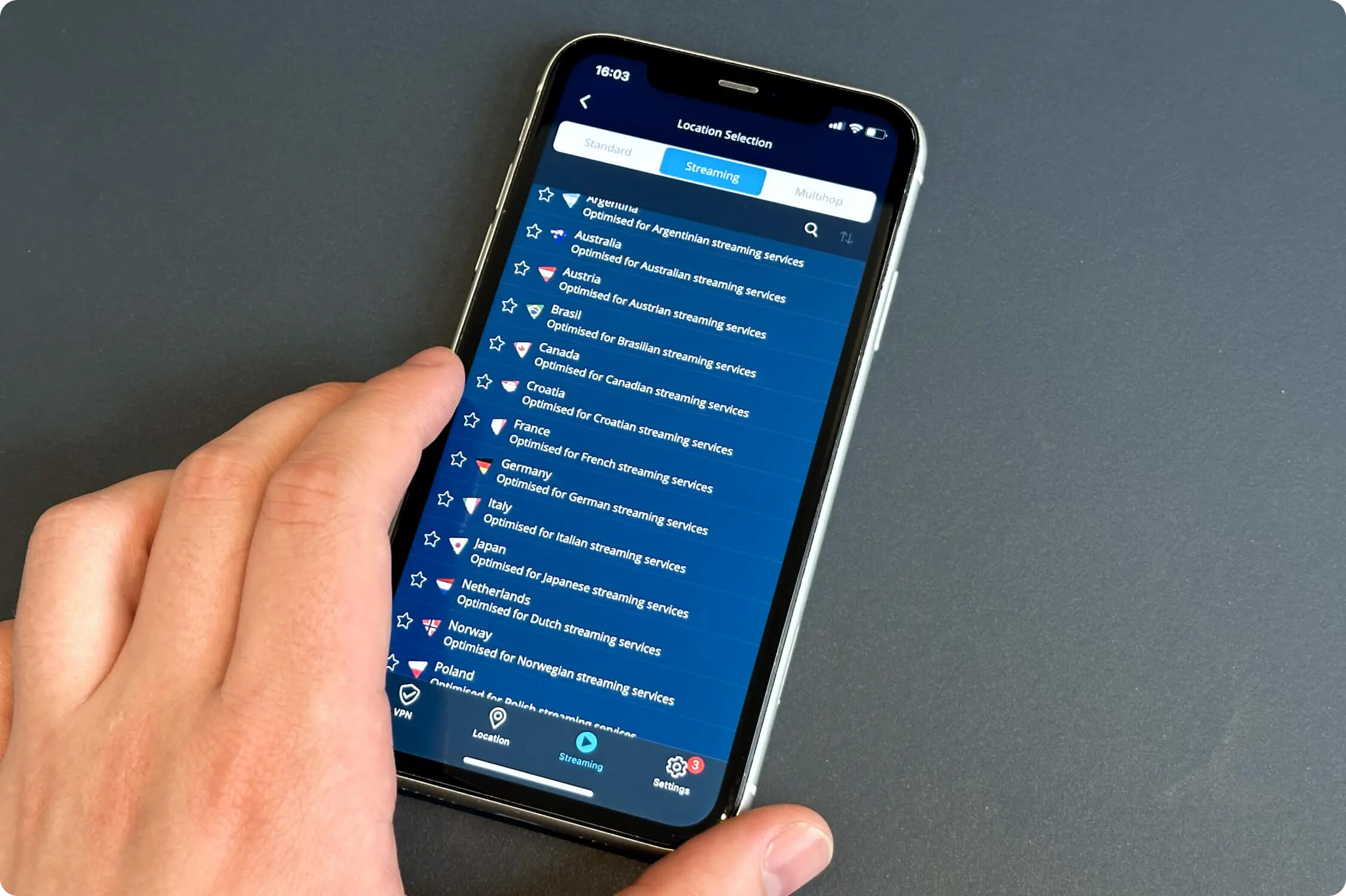 Hide.me has streaming servers available in 16 countries Hide.me has streaming servers available in 16 countries