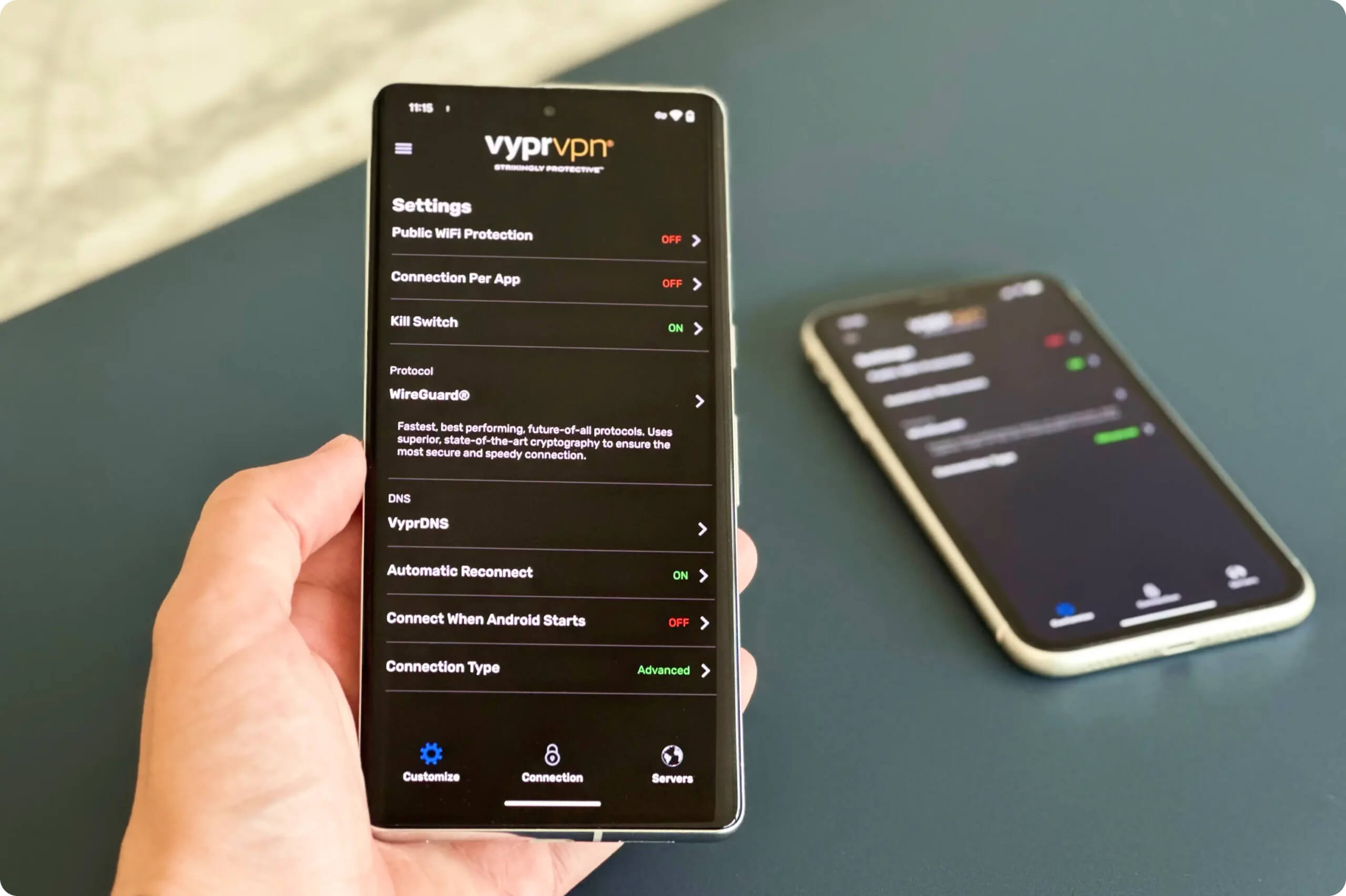 VyprVPN’s security settings as they appear on its Android app
