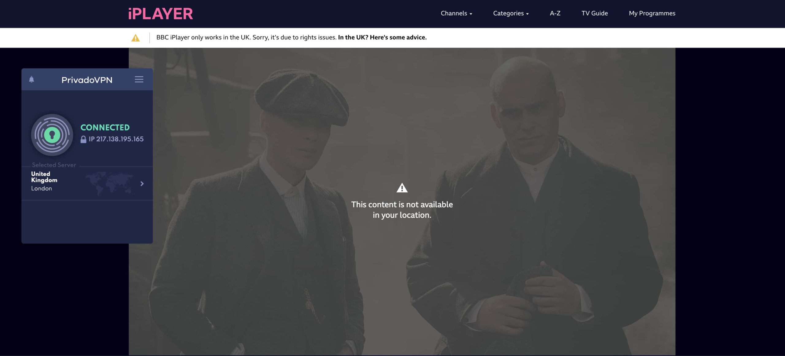 PrivadoVPN didn’t unblock BBC iPlayer PrivadoVPN didn’t unblock BBC iPlayer