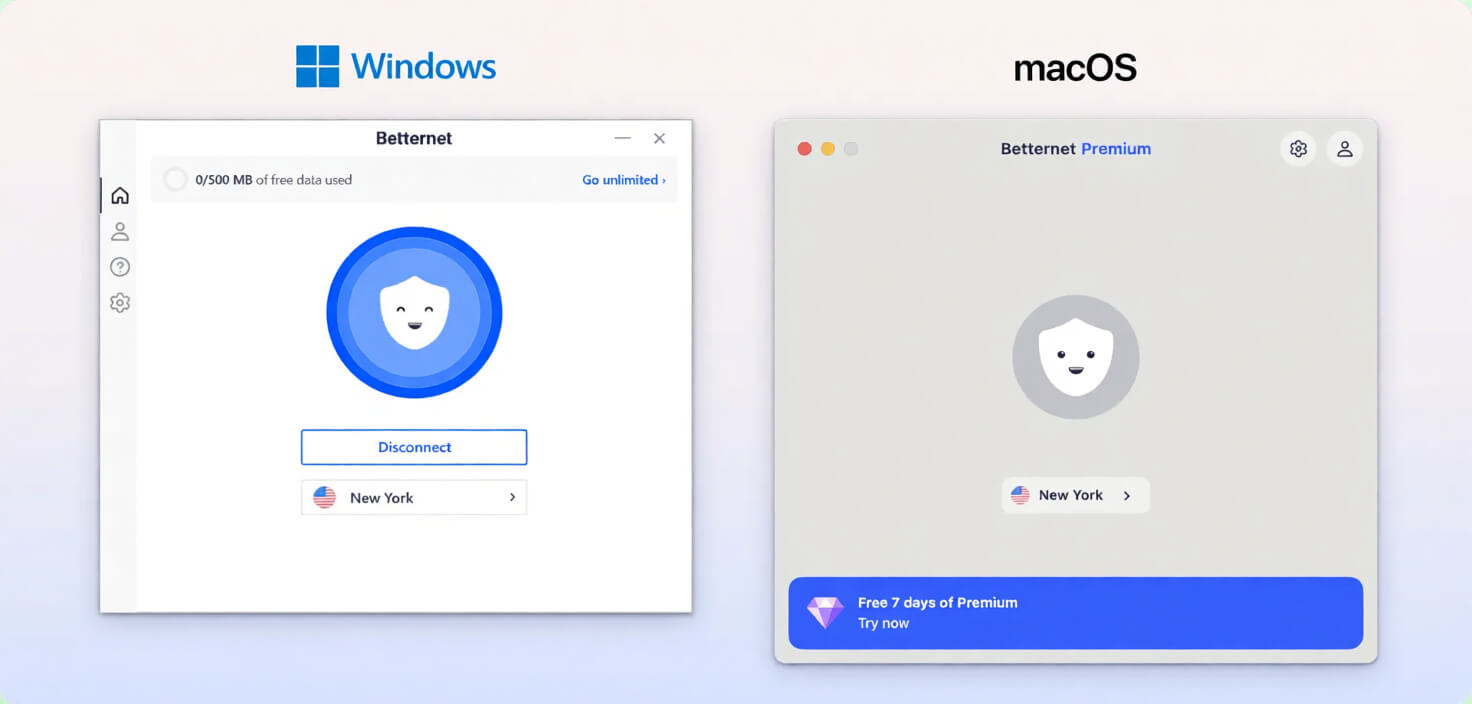 Betternet Windows & macOS APP Betternet Windows & macOS APP