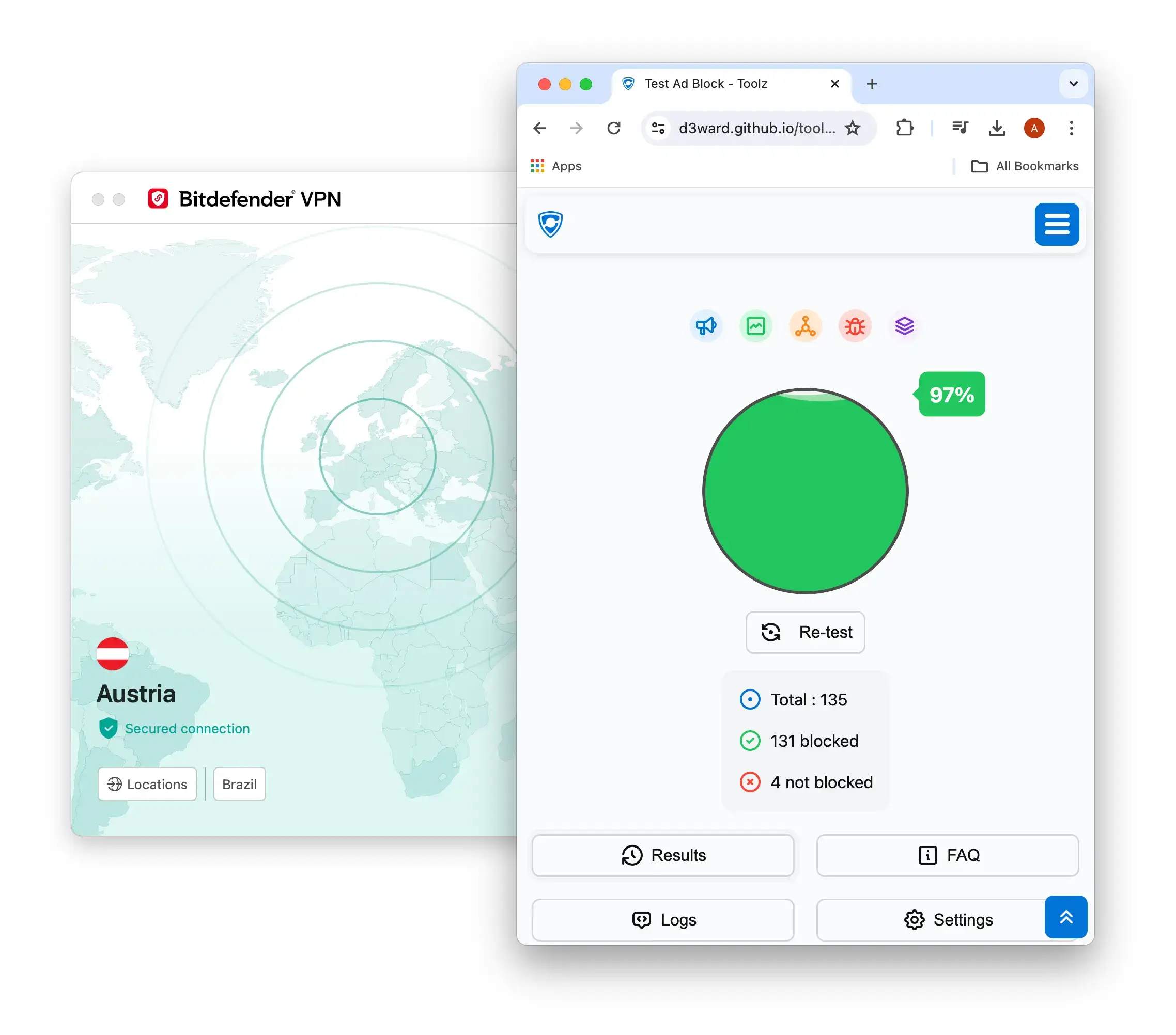 enable Bitdefender VPN’s ad and tracker blocker 