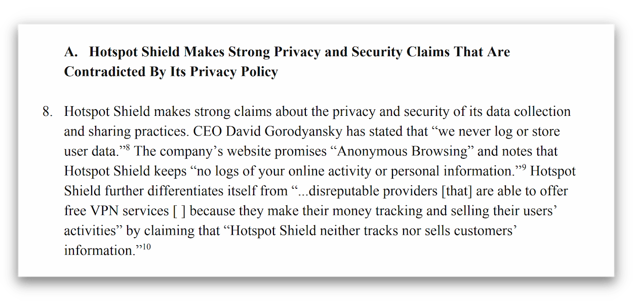 An excerpt from the complaint made against Hotspot Shield by the CDT An excerpt from the complaint made against Hotspot Shield by the CDT