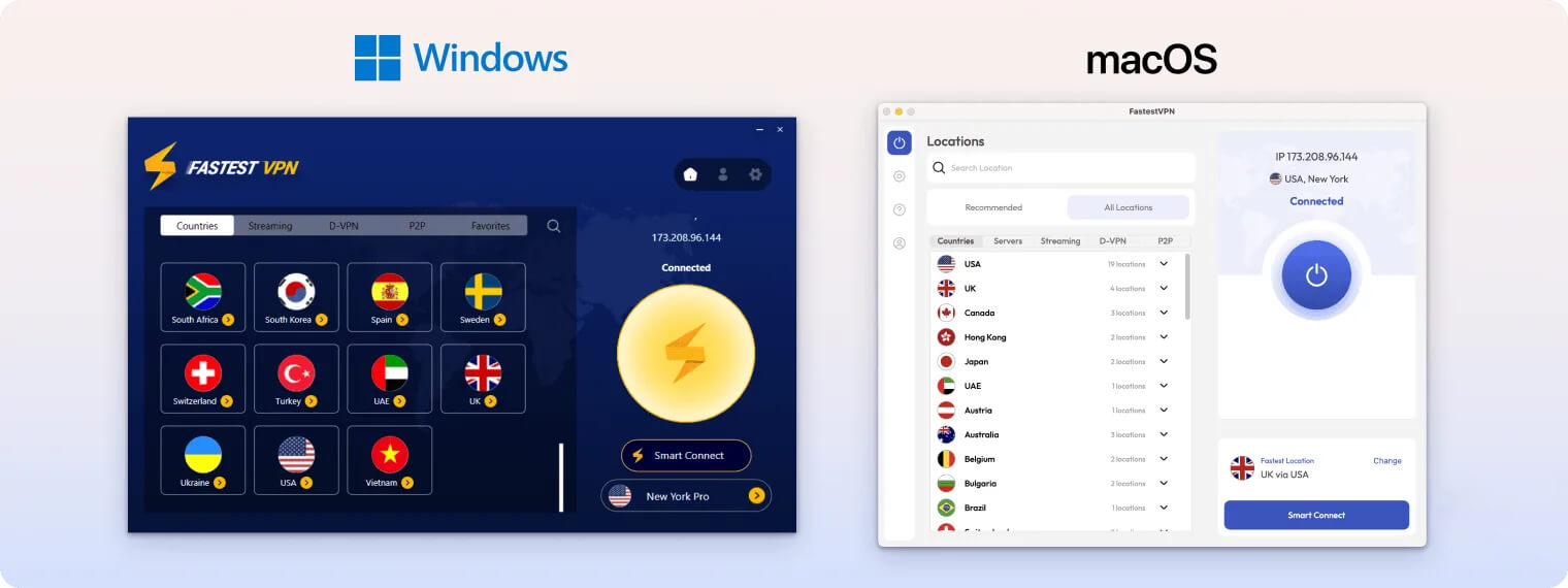 FastestVPN on Desktop: macOS &amp; Windows