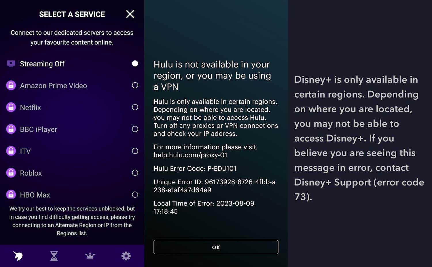 Trying to unblock most streaming services without paying for FreeVPN.org is futile