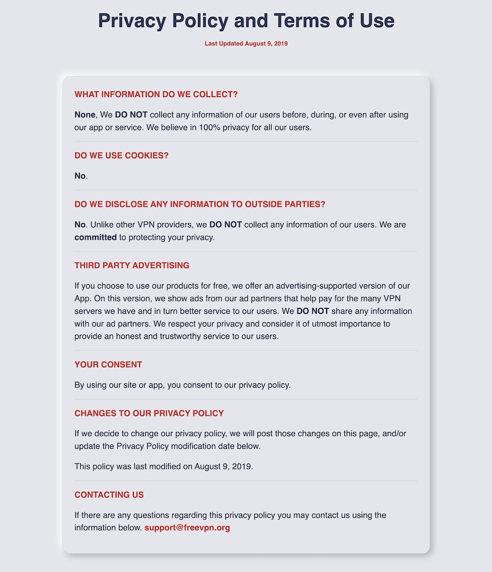 FreeVPN.org’s logging policy 
