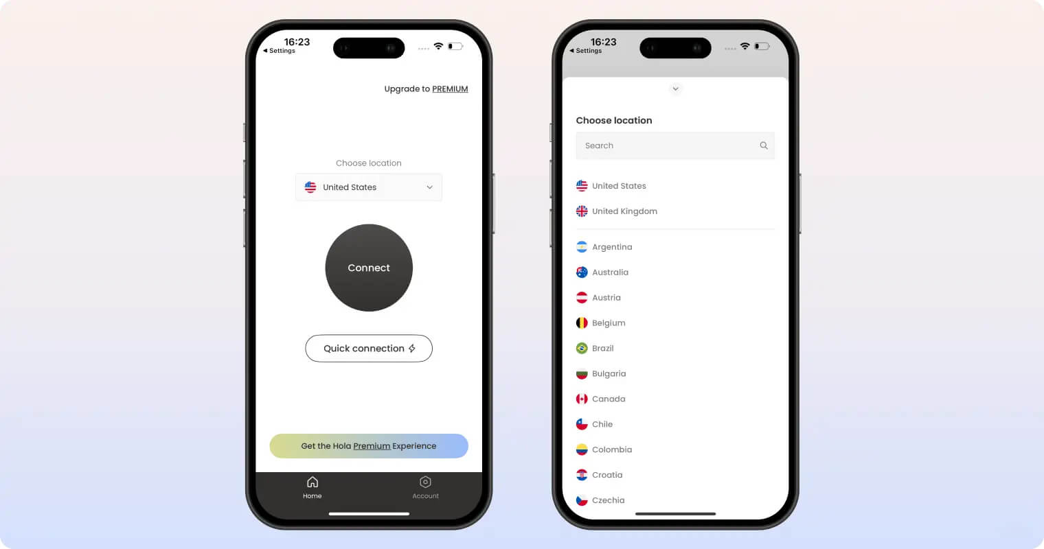 Hola’s iOS app Hola’s iOS app