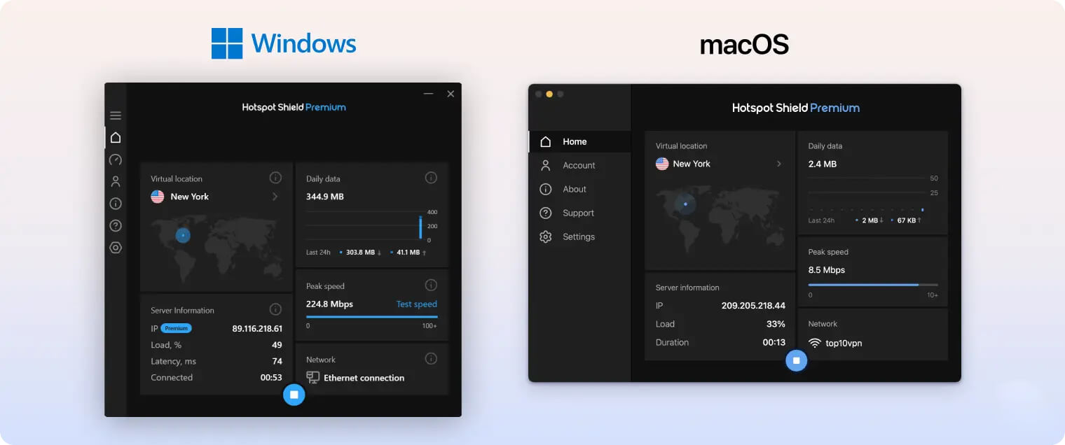 Hotspot Shield is more customizable on Windows than on macOS Hotspot Shield is more customizable on Windows than on macOS