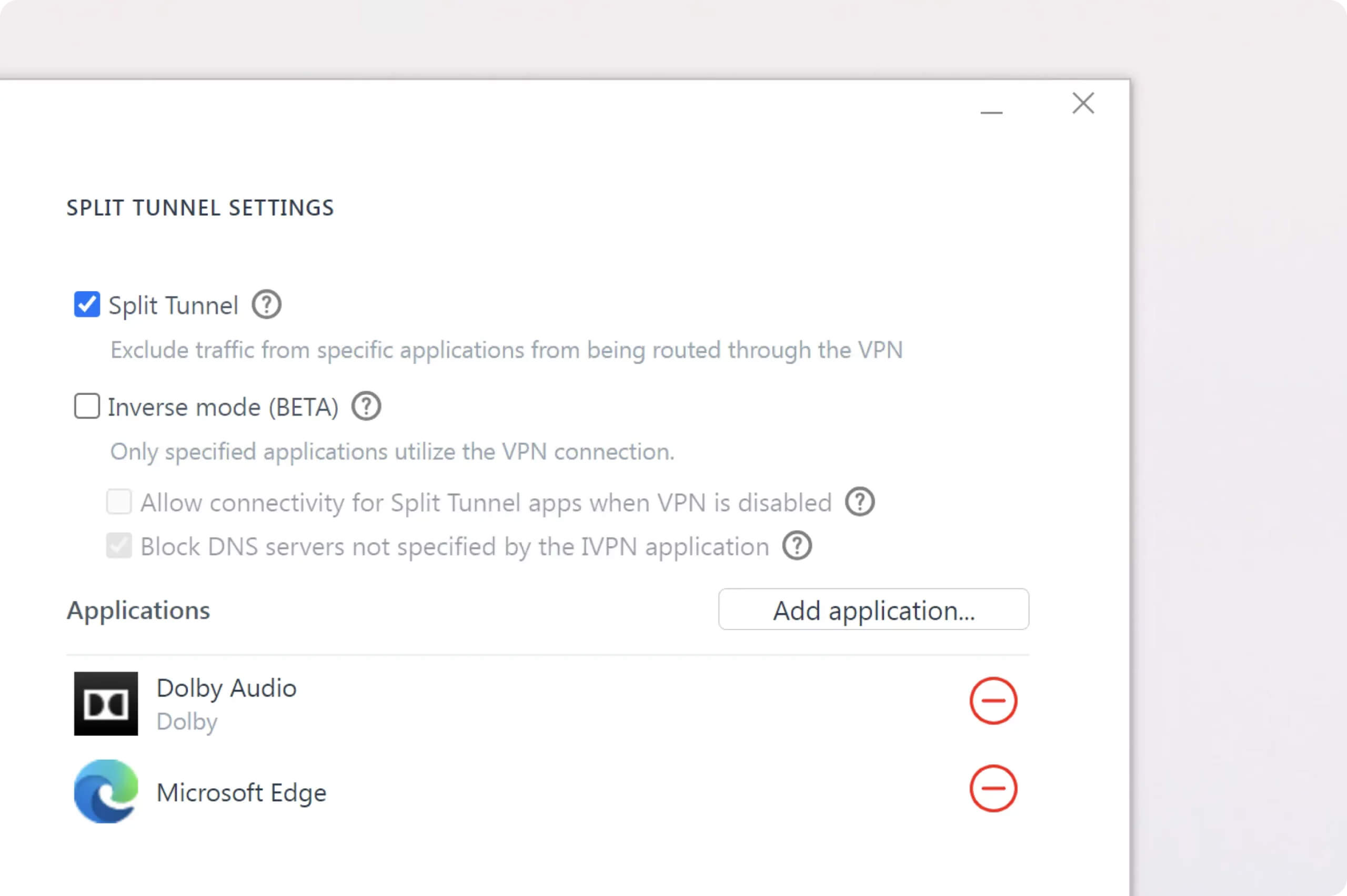 IVPN’s split tunneling IVPN’s split tunneling