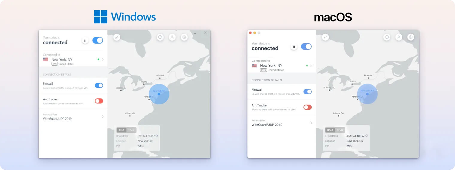 IVPN's Windows & macOS apps IVPN's Windows & macOS apps