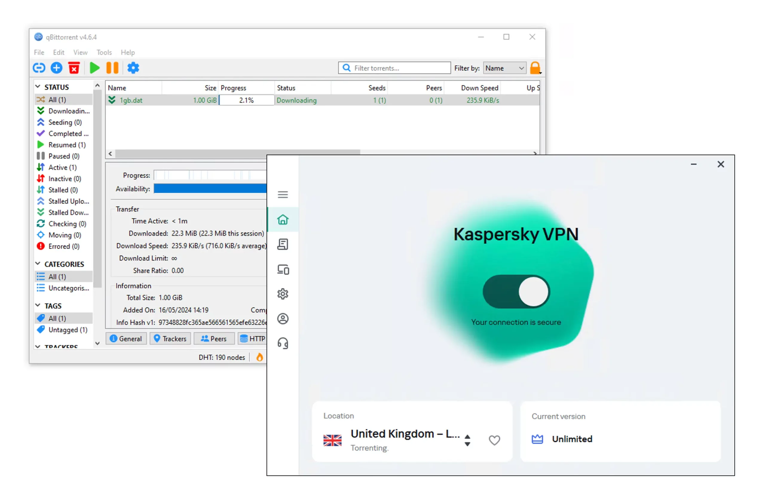 Kaspersky VPN is not good for downloading torrent files