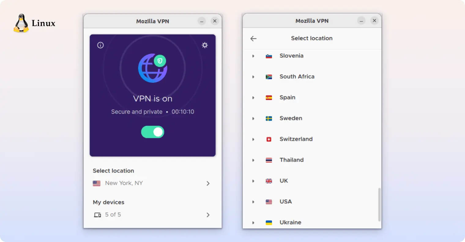 Mozilla VPN has an excellent Linux app