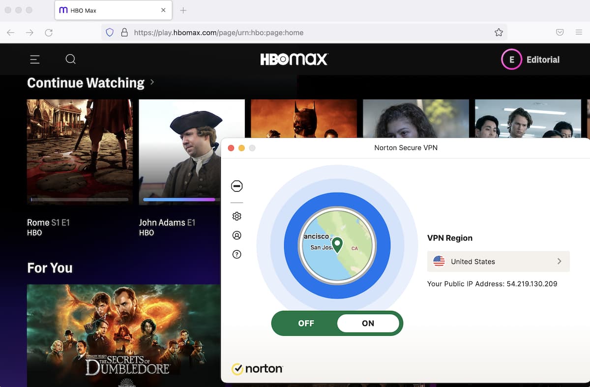 Norton VPN always worked with HBO Max