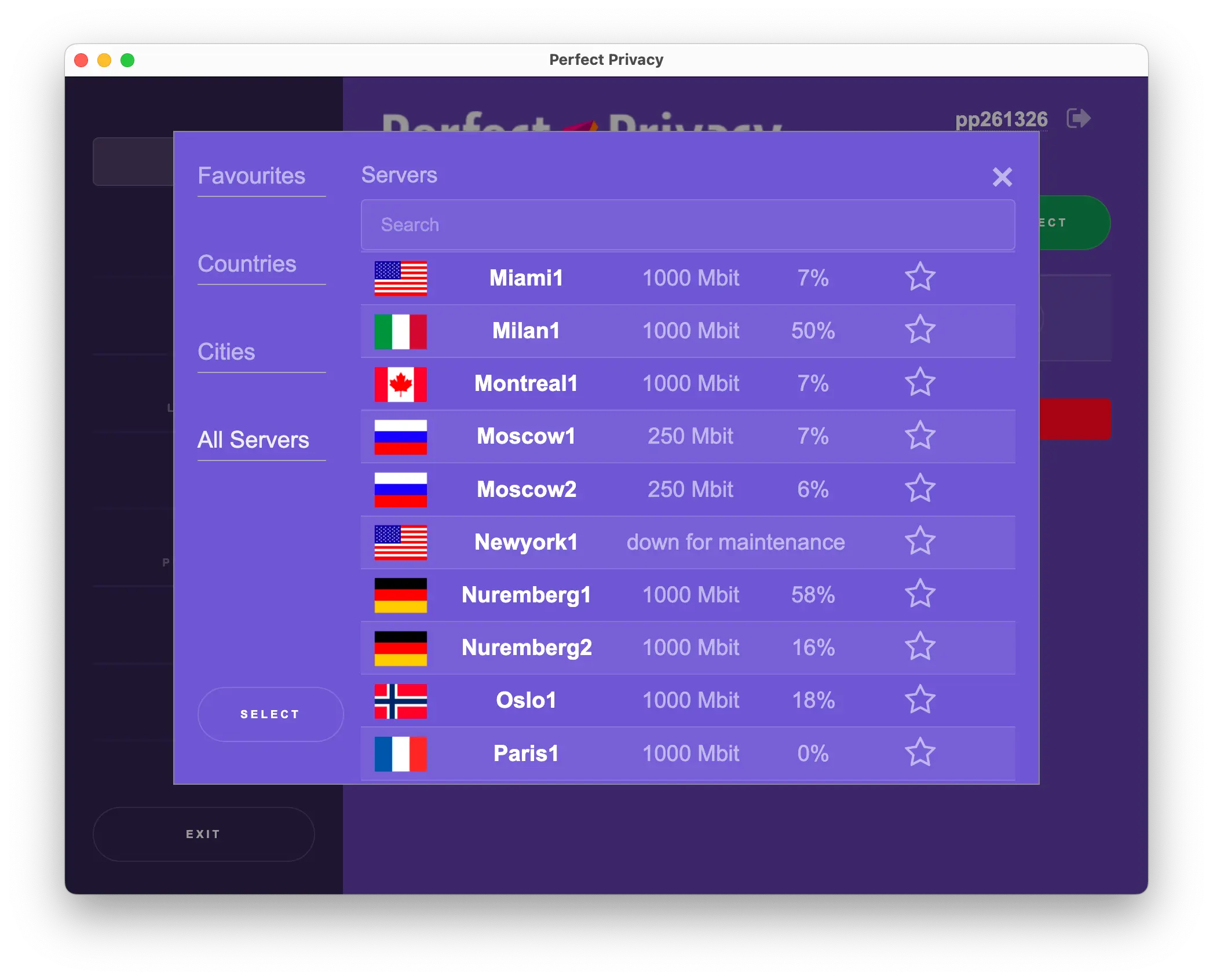 Perfect Privacy’s ‘All Servers’ 