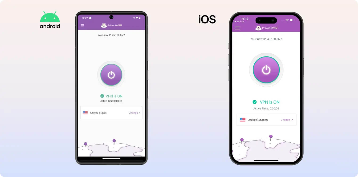 PrivateVPN’s apps for Android and iOS