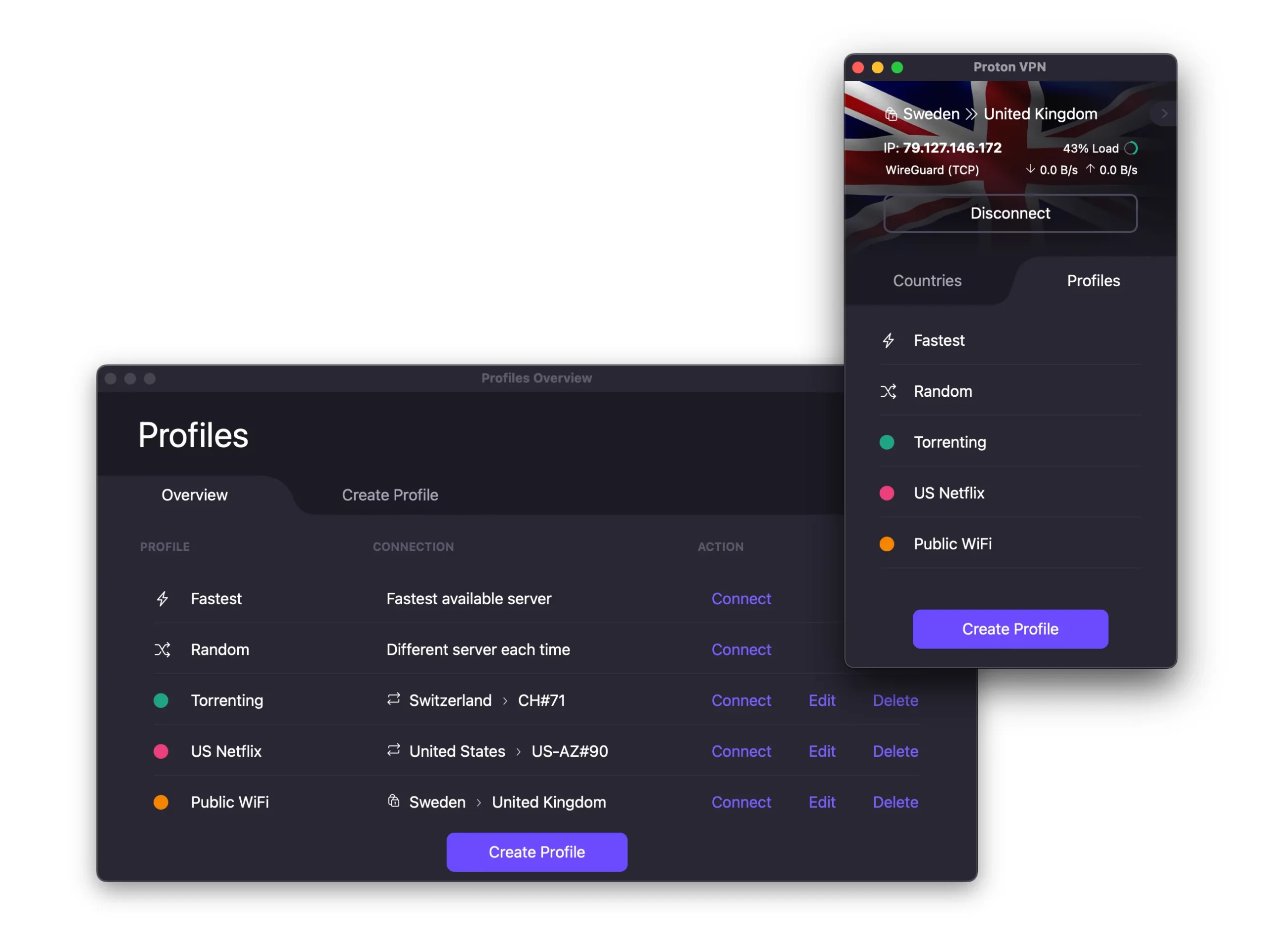 Profiles to pre-set server combinations for torrenting Profiles to pre-set server combinations for torrenting