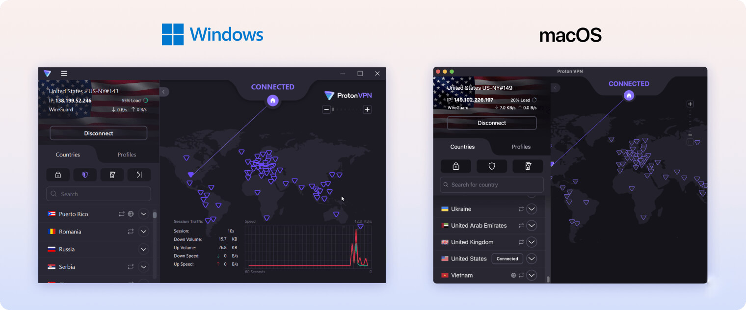 Proton VPN’s Windows & Mac client Proton VPN’s Windows & Mac client