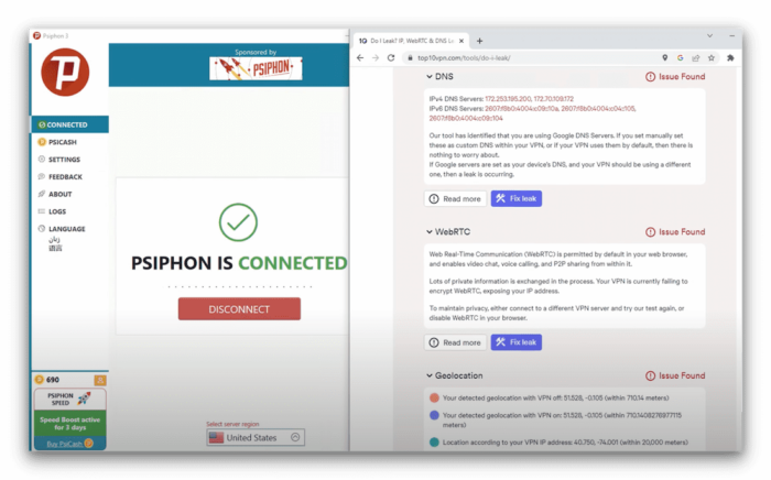 Psiphon also leaked DNS requests and more in proxy mode Psiphon also leaked DNS requests and more in proxy mode
