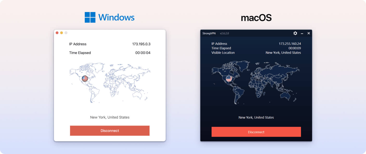 StrongVPN's Windows and macOS APPs