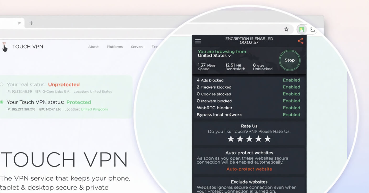 Touch VPN’s browser extensions