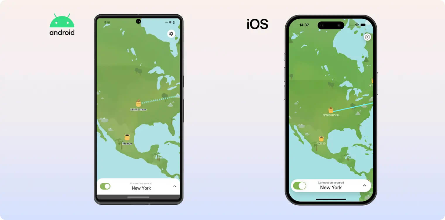 TunnelBear's mobile apps