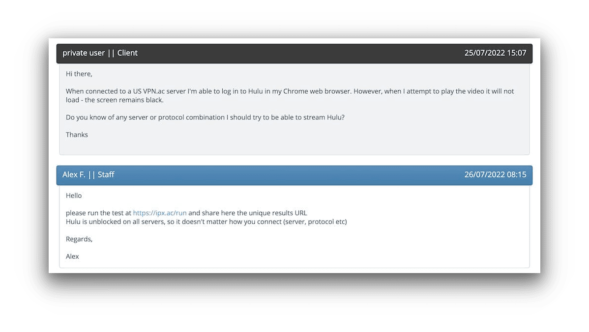 VPN.AC’s customer support VPN.AC’s customer support