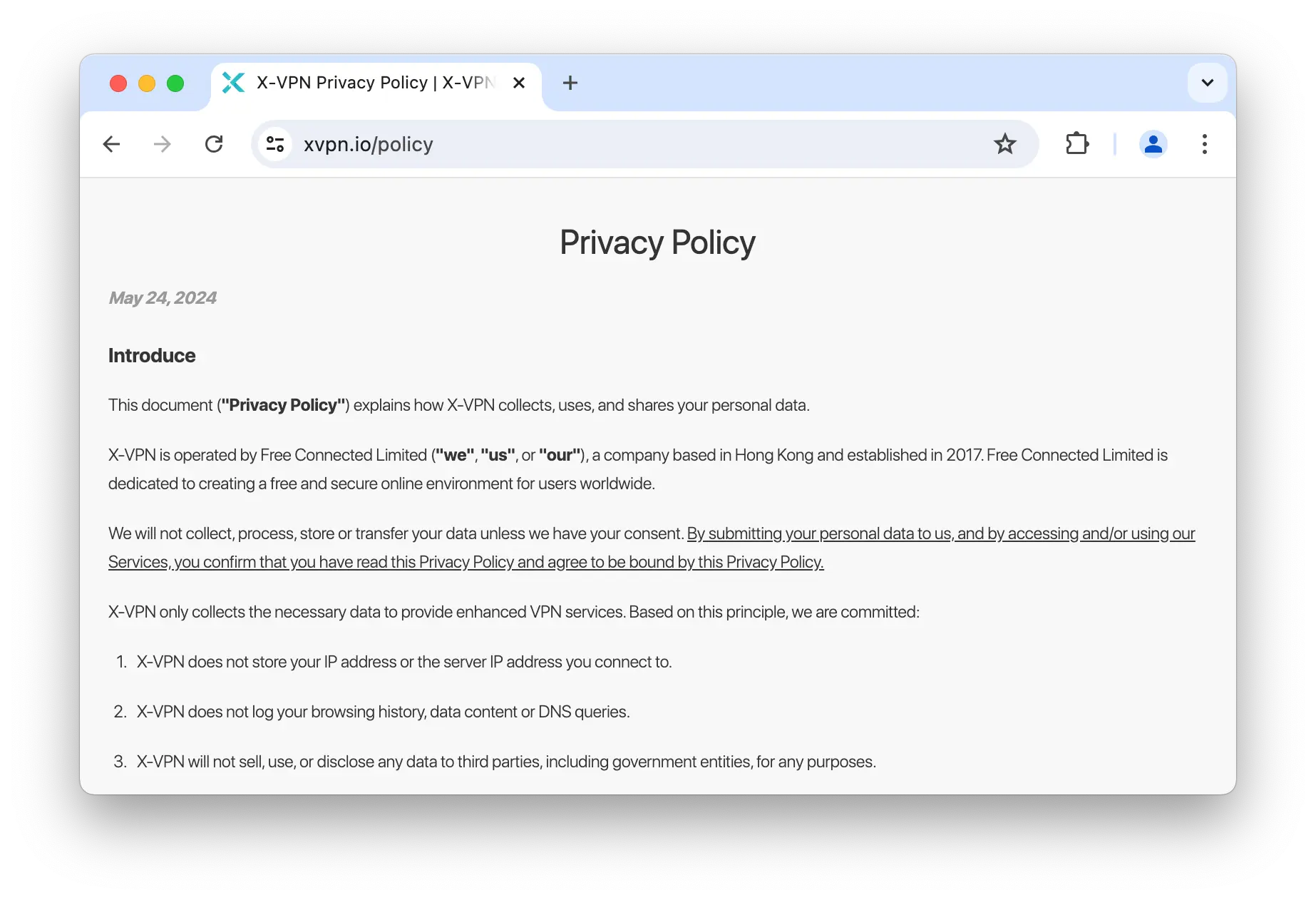 X-VPN’s privacy policy X-VPN’s privacy policy
