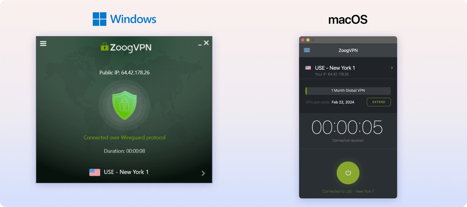 ZoogVPN’s desktop clients ZoogVPN’s desktop clients