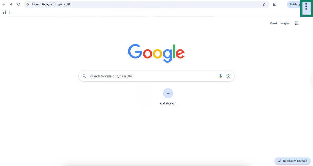 Google Chrome three-dots menu (⋮) Google Chrome three-dots menu (⋮)